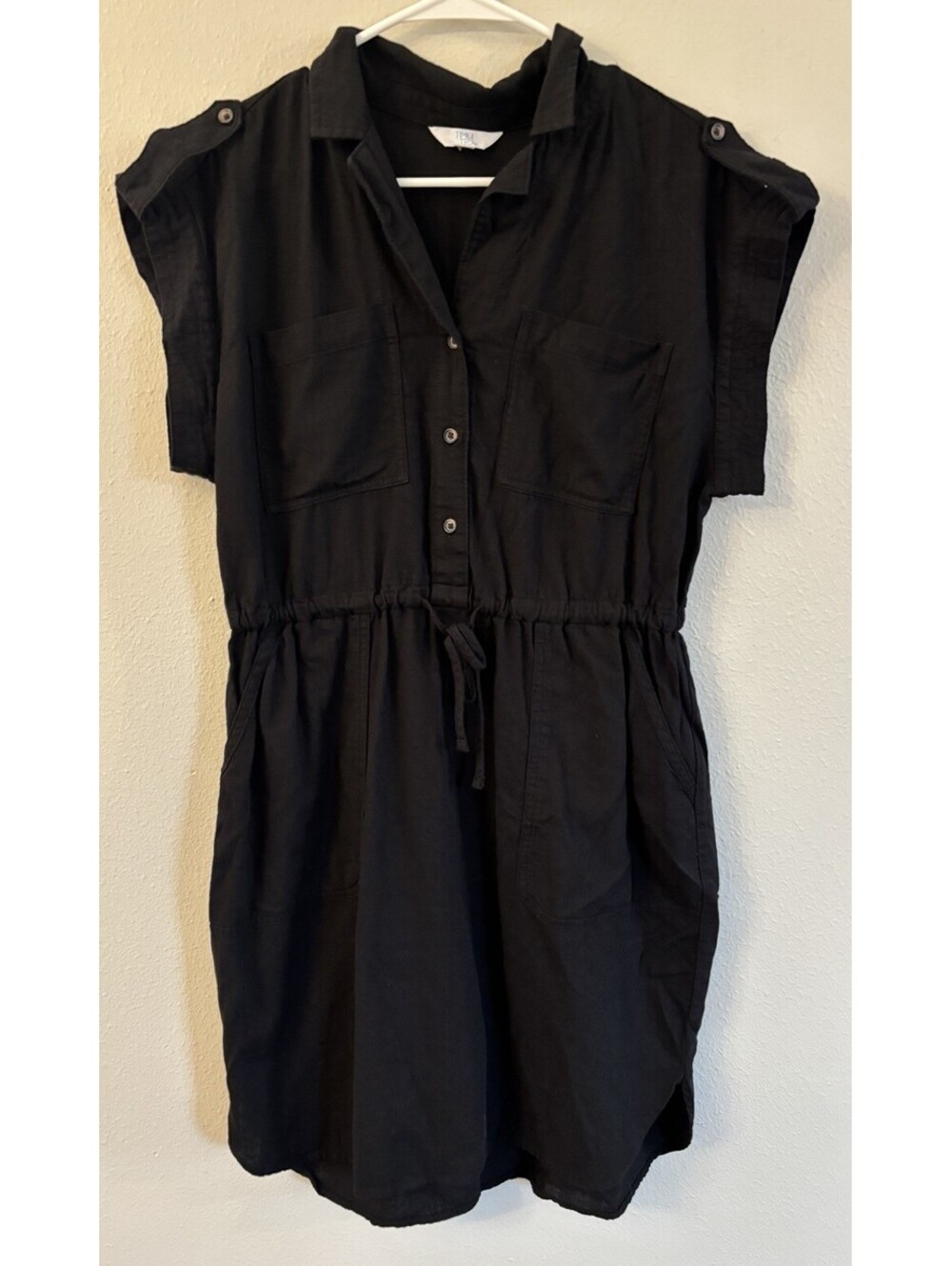 A New Day Women’s Black Adjustable Knee Length Dress Buttons Black Medium
